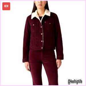 Women's Sherpa Trucker Jacket Size S, Quilted Lining, Machine Washable